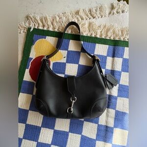 Coach Hamptons Black Leather Shoulder Bag